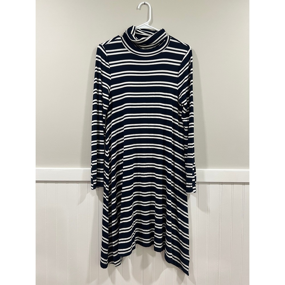 Maeve Turtleneck Long Sleeve Dress Lightweight Stripes Preppy Women Sz Medium